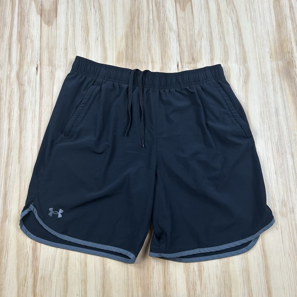 Under Armour Men's XL Black Athletic Shorts 8" Inseam Stretch Elastic Waist